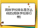 高铁学校排名是怎么样的(高铁学校排行榜)