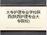 大专护理专业学校陕西(陕西护理专业大专院校)