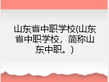 山东省中职学校(山东省中职学校，简称山东中职。)
