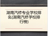 湖南汽修专业学校排名(湖南汽修学校排行榜)