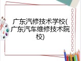 广东汽修技术学校(广东汽车维修技术院校)