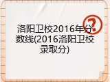 洛阳卫校2016年分数线(2016洛阳卫校录取分)