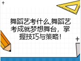 舞蹈艺考什么,舞蹈艺考成就梦想舞台，掌握技巧与策略！