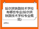哈尔滨铁路技术学校有哪些专业(哈尔滨铁路技术学校专业概览)
