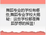 舞蹈专业的学校有哪些,舞蹈专业学校大揭秘：这些学校都是舞蹈梦想的摇篮！