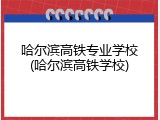 哈尔滨高铁专业学校(哈尔滨高铁学校)