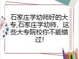 石家庄学幼师好的大专,石家庄学幼师，这些大专院校你不能错过！