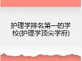 护理学排名第一的学校(护理学顶尖学府)