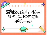 深圳公办幼师学校有哪些(深圳公办幼师学校一览)