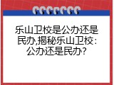 乐山卫校是公办还是民办,揭秘乐山卫校：公办还是民办？