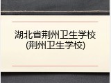 湖北省荆州卫生学校(荆州卫生学校)