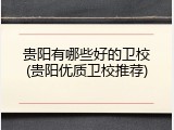 贵阳有哪些好的卫校(贵阳优质卫校推荐)