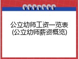 公立幼师工资一览表(公立幼师薪资概览)