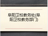 阜阳卫校教务处(阜阳卫校教务部门)