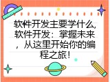 软件开发主要学什么,软件开发：掌握未来，从这里开始你的编程之旅！