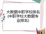 大数据中职学校排名(中职学校大数据专业排名)
