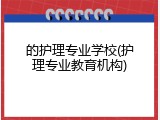 的护理专业学校(护理专业教育机构)