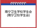 南宁卫生学校学生会(南宁卫校学生会)