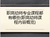 职高幼师专业课程都有哪些(职高幼师课程内容概览)