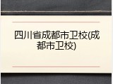 四川省成都市卫校(成都市卫校)