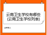 云南卫生学校有哪些(云南卫生学校列表)