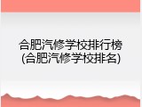 合肥汽修学校排行榜(合肥汽修学校排名)