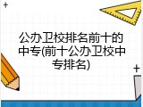 公办卫校排名前十的中专(前十公办卫校中专排名)
