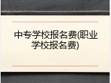 中专学校报名费(职业学校报名费)
