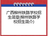 广西柳州铁路学校招生简章(柳州铁路学校招生简介)