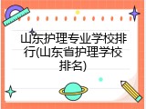 山东护理专业学校排行(山东省护理学校排名)