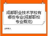 成都职业技术学校有哪些专业(成都职校专业概览)