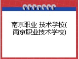 南京职业 技术学校(南京职业技术学校)