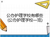 公办护理学校有哪些(公办护理学校一览)