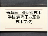 青海重工业职业技术学校(青海工业职业技术学校)