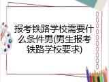 报考铁路学校需要什么条件男(男生报考铁路学校要求)