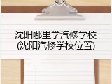 沈阳哪里学汽修学校(沈阳汽修学校位置)