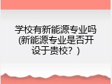 学校有新能源专业吗(新能源专业是否开设于贵校？)