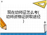 现在幼师证怎么考(幼师资格证获取途径)