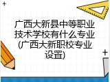 广西大新县中等职业技术学校有什么专业(广西大新职校专业设置)