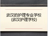 武汉的护理专业学校(武汉护理学校)