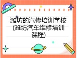 潍坊的汽修培训学校(潍坊汽车维修培训课程)