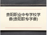 贵阳职业中专学校学费(贵阳职专学费)
