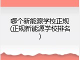 哪个新能源学校正规(正规新能源学校排名)