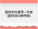 厨师学校费用一览表(厨师培训费用表)