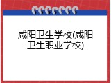 咸阳卫生学校(咸阳卫生职业学校)