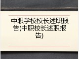 中职学校校长述职报告(中职校长述职报告)