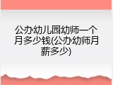 公办幼儿园幼师一个月多少钱(公办幼师月薪多少)