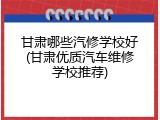 甘肃哪些汽修学校好(甘肃优质汽车维修学校推荐)