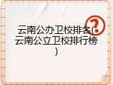云南公办卫校排名(云南公立卫校排行榜)