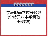 宁波职高学校分数线(宁波职业中学录取分数线)